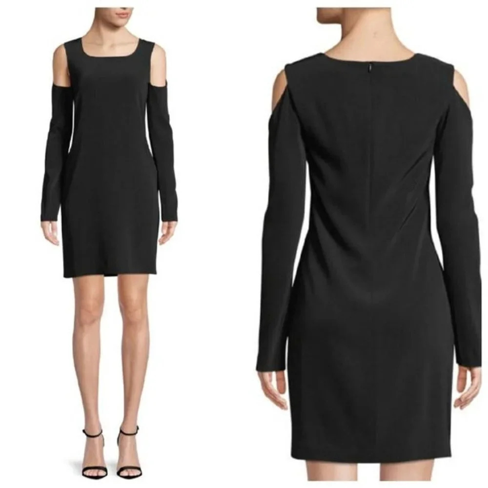 Helmut Lang Black Cold Shoulder Cut Out Dress